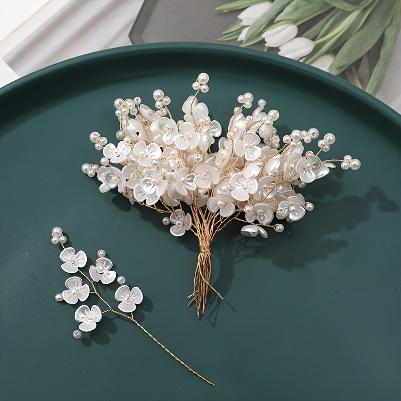 TEMU 3 Elegant Pearl Petals; Hand-woven Pearl Hair Accessory, Suitable For Home Decor And Vase Embellishment. White, Pink