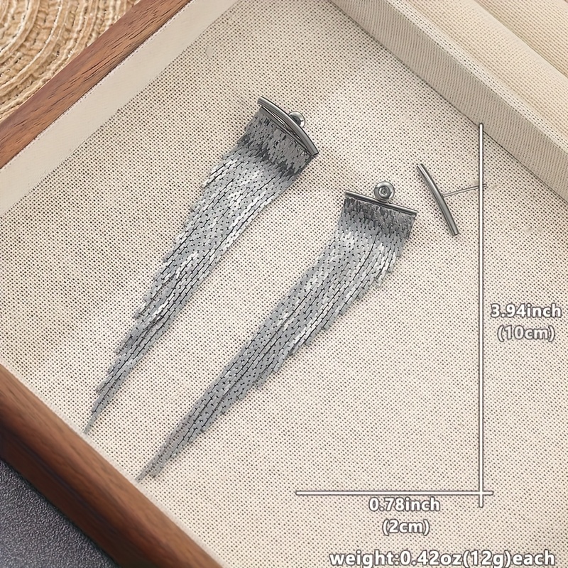 Sparkle Gunmetal Irregular Tassel Drop Earrings