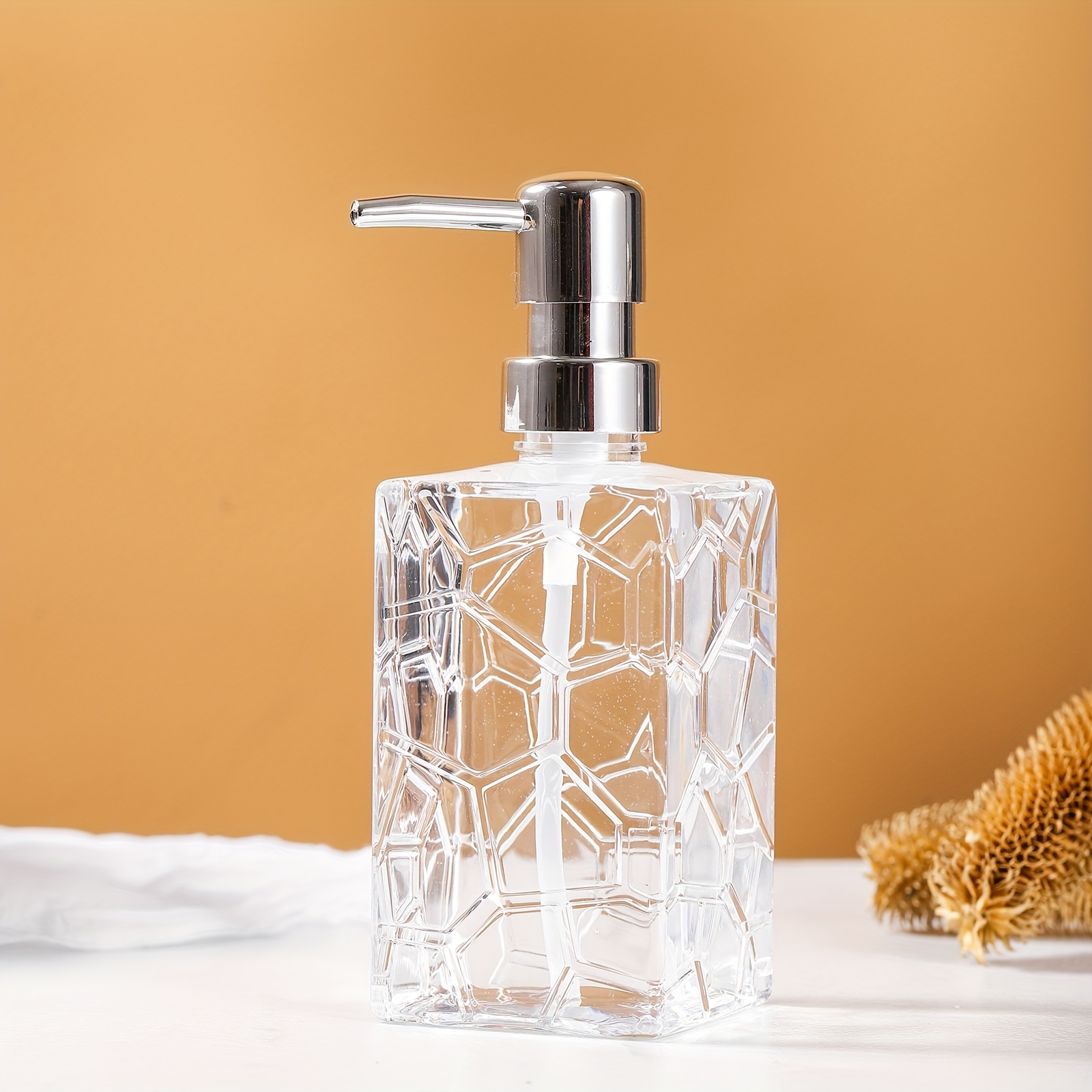 1pc 400ml reusable refillable soap dispenser bottle with     plastic pump dispenser for bathroom kitchen high quality hand soap or lotion container soap dispenser bathroom details 0