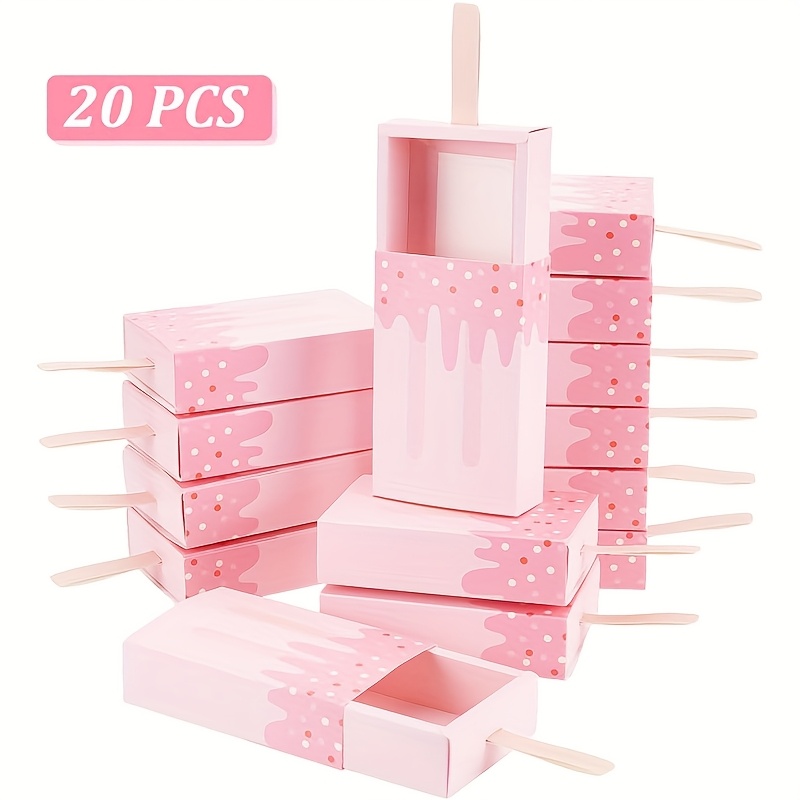 E-shop 20er-Set rosa Eiscreme-förmige Geschenkboxen für Geburtstage, Hochzeiten, Outdoor- und Abschlussfeiern - Verpackung für Süßigkeiten, Schokolade