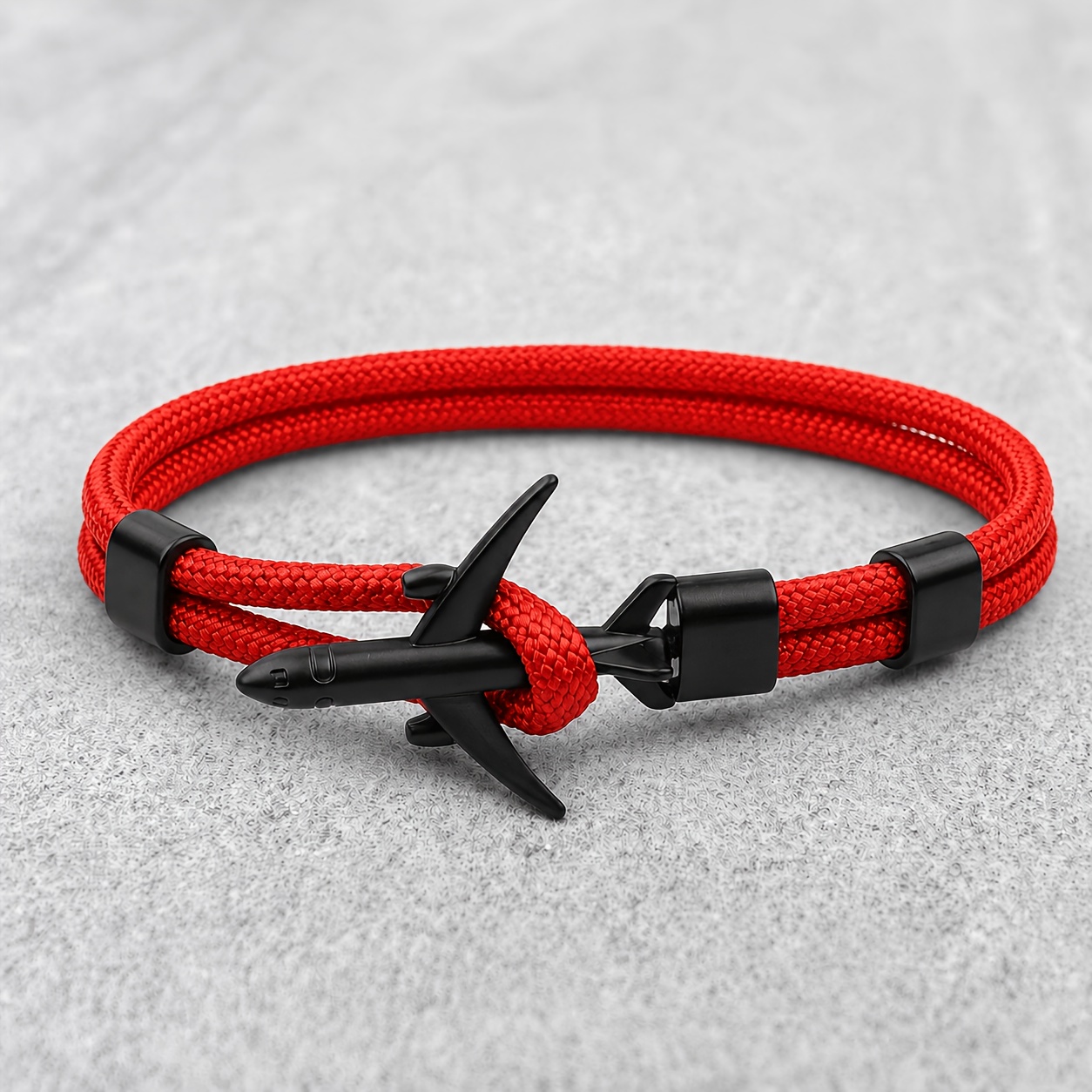 TEMU 1pc Aircraft Anchor Outdoor Umbrella Rope Bracelet, Adjustable Outdoor Survival Braided Rope Wristband, Unisex Pilot Pendant Friendship Couple