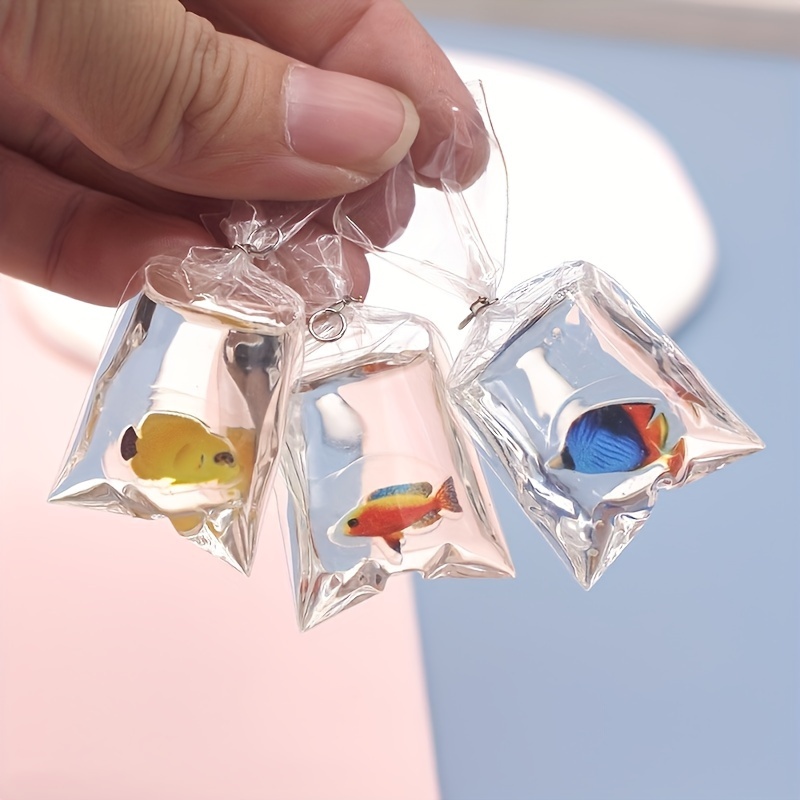 

5pcs Transparent Resin Fish Bag Shape Pendant Marine Life Charm Jewelry Making Diy Handmade Bangle Earrings Keychain Accessories