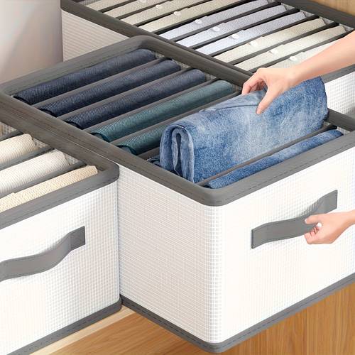 foldable drawer storage box with dividers made of polyamide material suitable for all space saving wardrobe and closet organizer for clothes underwear towels home and bedroom under bed storage