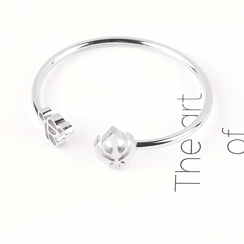 Unisex Sikhism Stainless Steel Adjustable Cuff Bracelet