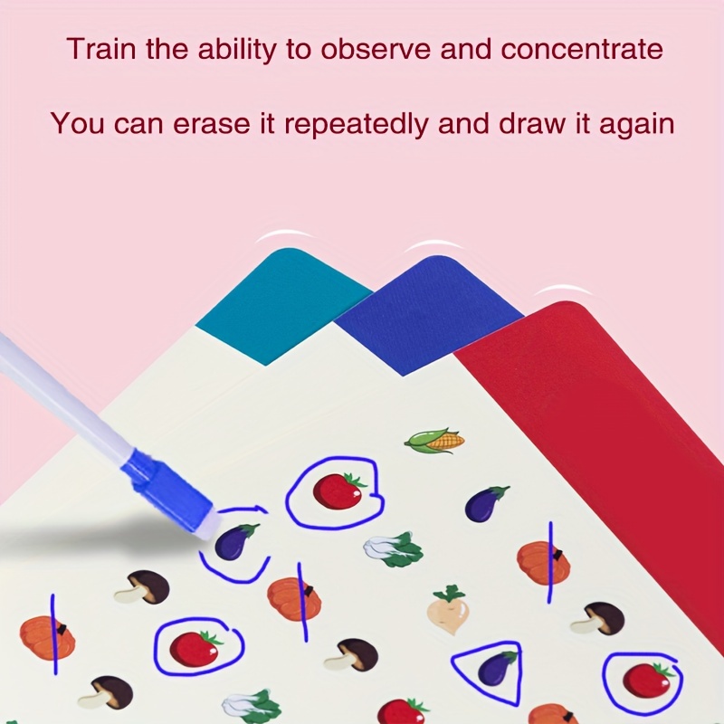 Concentration And Observation Training: Find The Same Game Cards - Fruits, Animals, And Letters - No Battery Required