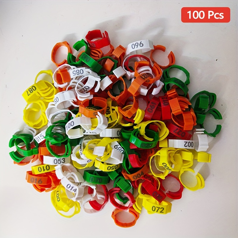 

100pcs & Reusable Leg Bands - Numbered Poultry Identification For , Ducks, , Turkeys