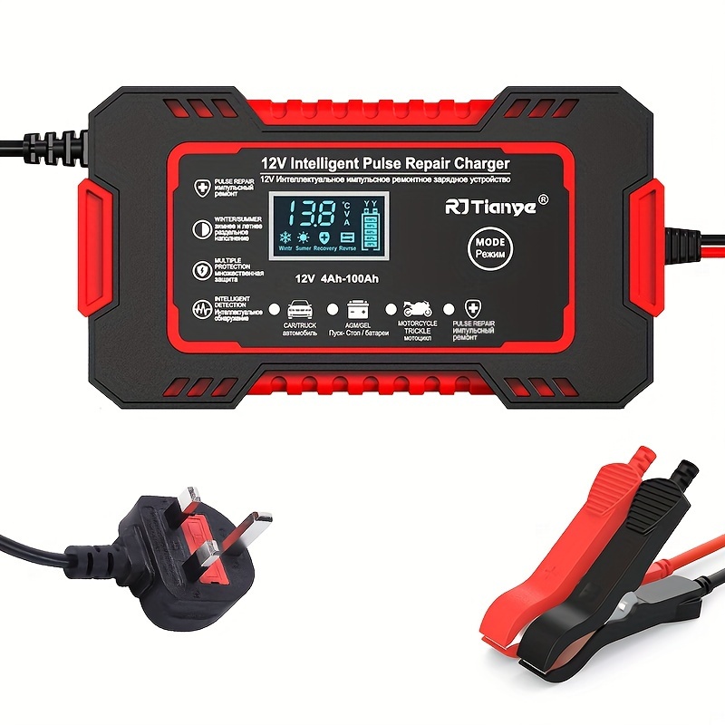 Uk Plug Car Battery Charger 12v 6a Pulse Repair Lcd Display Smart Fast  Charging Agm Deep Cycle Gel Lead Acid Charger Auto Motorcycle, Shop Latest  Trends