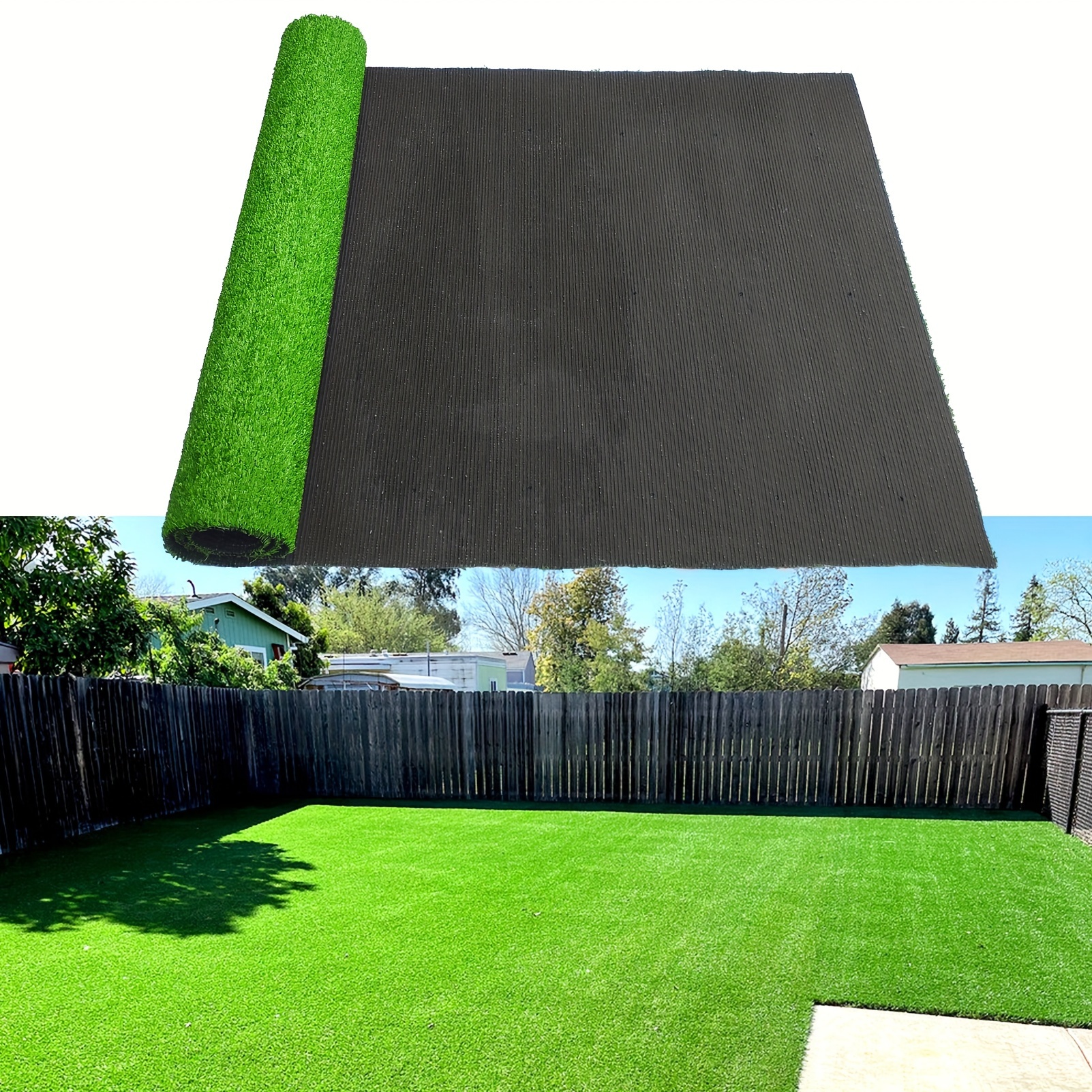 

Realistic Artificial Grass 4 Ft X 13 Ft Green Rug 0.4" Pile Height Fake Grass Mat Indoor Outdoor Lawn Landscape For Garden, Balcony, Patio With Drainage Holes & Rubber Backing