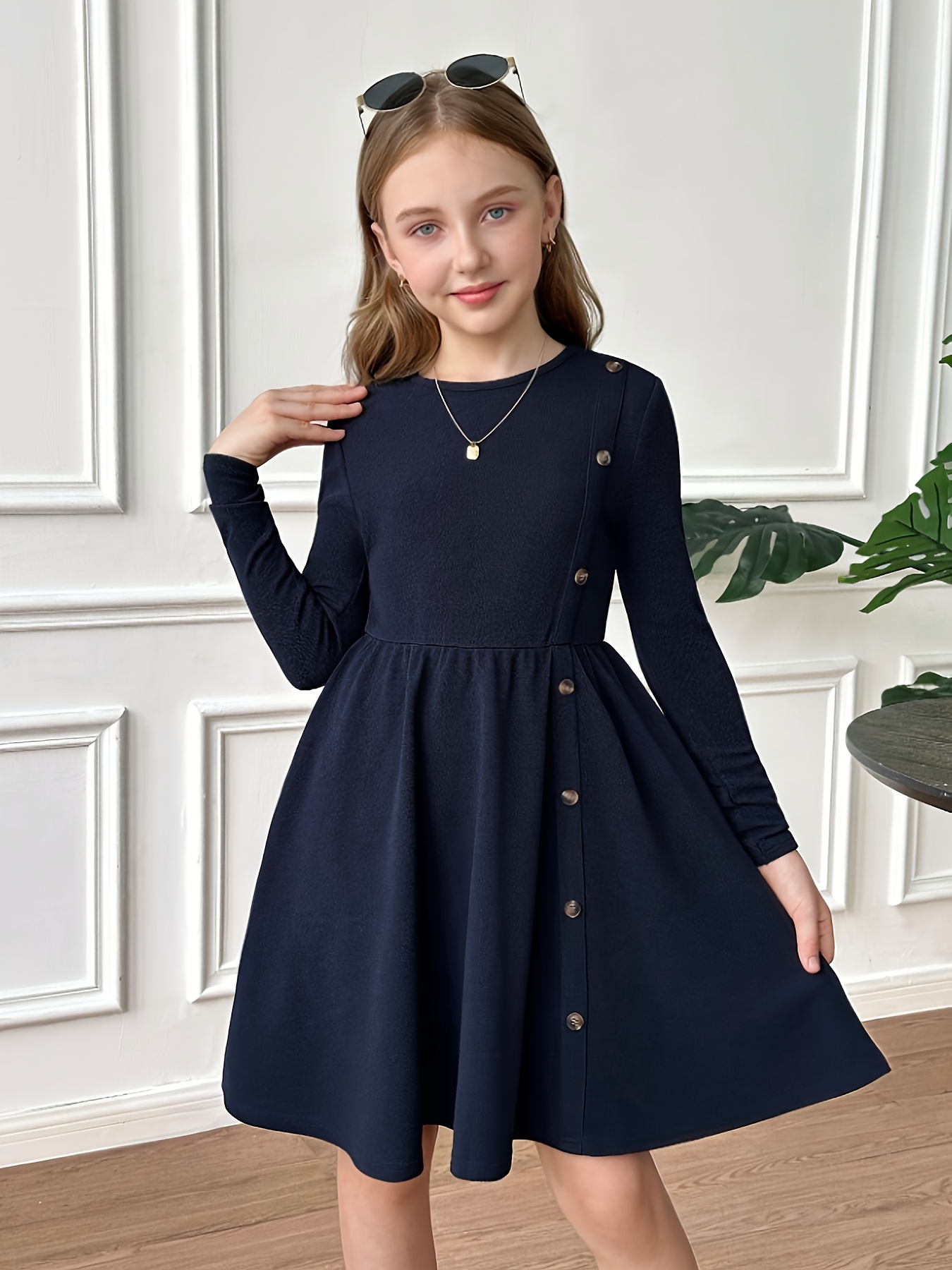 navy blue long sleeve dress - Mauritius