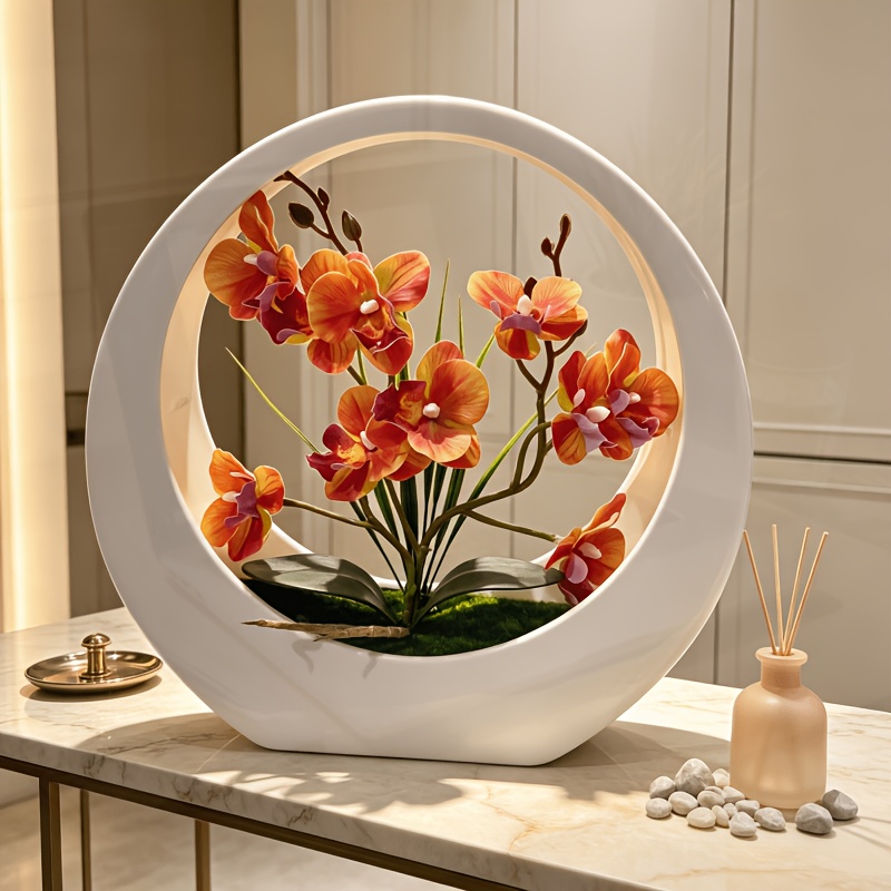 TEMU Bonsaï Orchidée Phalaenopsis Artificielle Fausse Fleur d'Automne - Plante en Pot Bouquet Artificiel Réaliste - Orchidée - Décoration de Table de