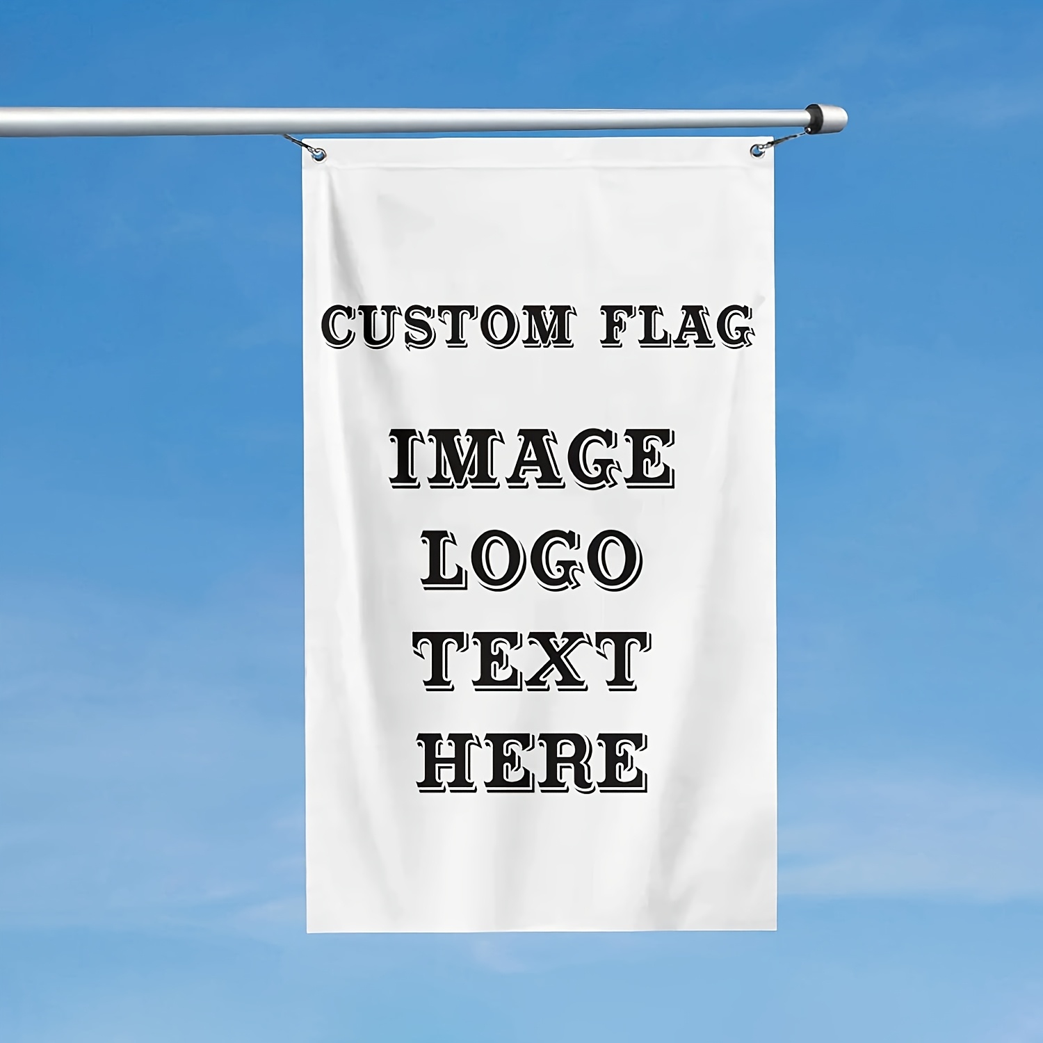 TEMU 1pc Custom Vertical Single-sided Flag - Personalized Text, Photo, Logo, Durable Polyester, Indoor/outdoor Decoration, No Electricity Required,