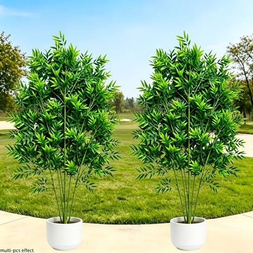 2pcs Set - Large Outdoor Artificial Plant - Bamboo with Emerald Green Leaves | Suitable for Indoor/Outdoor Use | Hotels, Gardens, Bedrooms, Doorways, Living Rooms, Homes, Kitchens, Courtyards, Poolside | Spring and Summer |