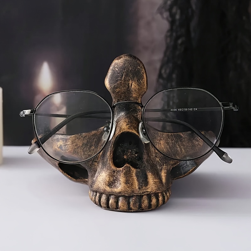 

Rustic Skull Resin Eyeglass Holder, Home Storage Decorative Desk Accessory, Best Gift For Glasses Storage