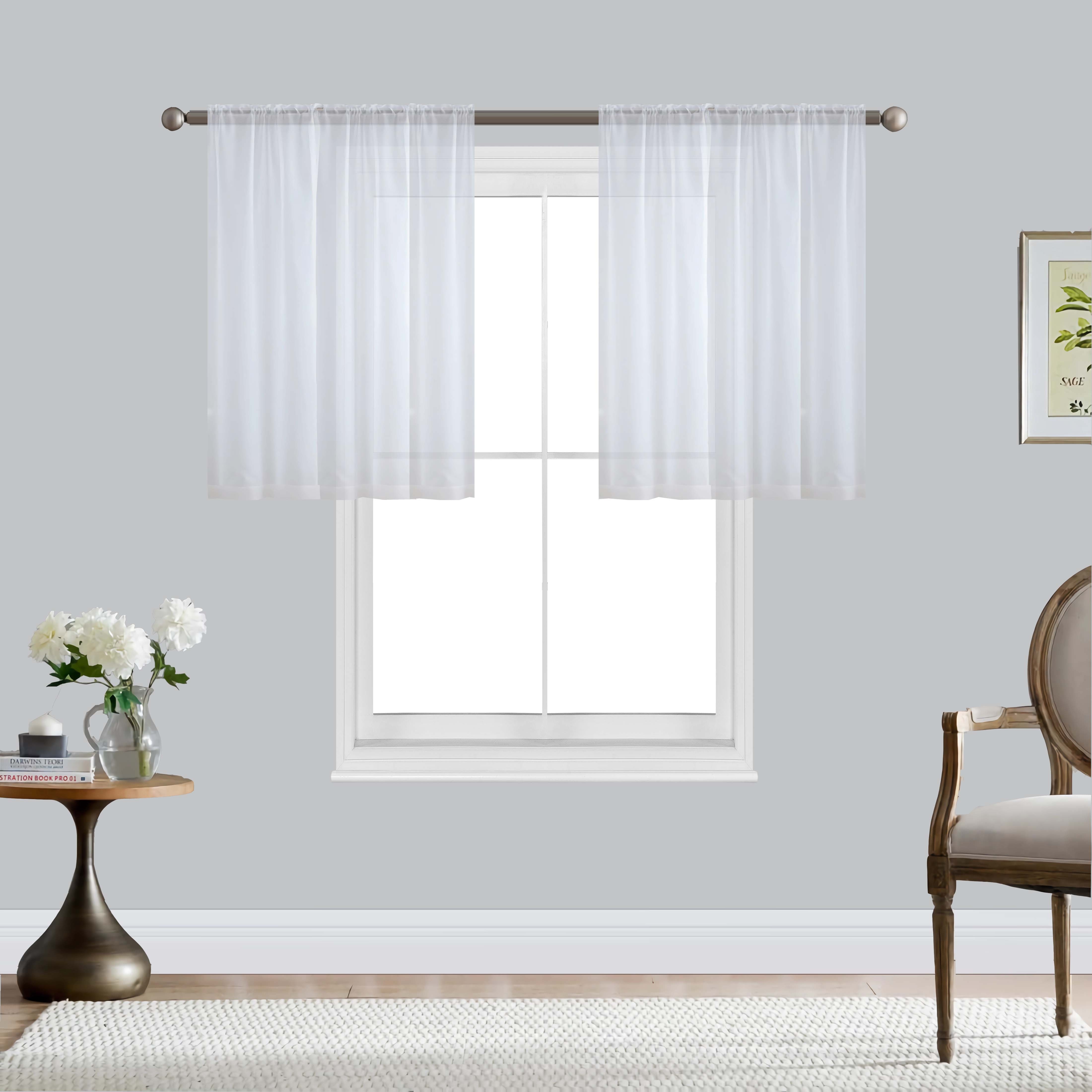 E-shop 2er-Set Stangenfach Transparente Fenster Gardine Elegante Luftige Und Leichte Paneel für Wohnzimmer/Schlafzimmer