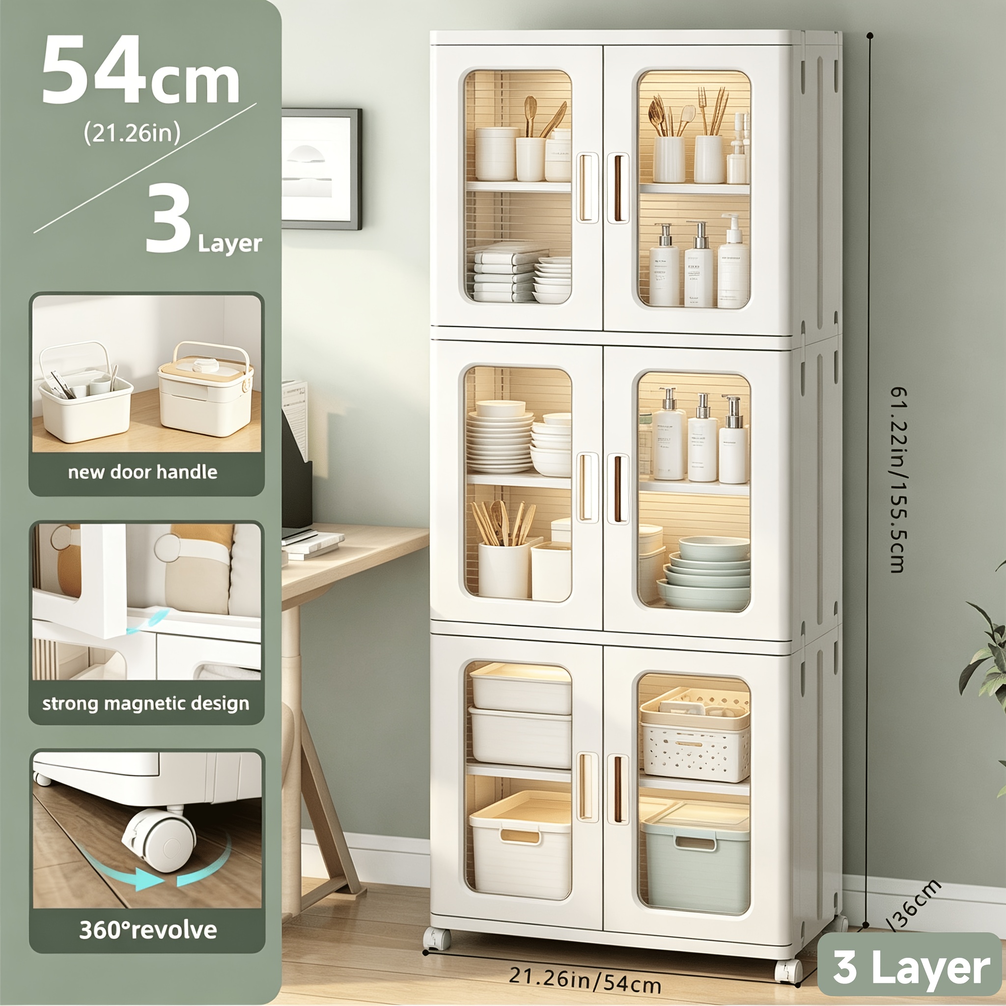 3-layer Stackable Plastic Storage Box With Lid And Wheels, Panel, Foldable Storage Box, Large-capacity Foldable Storage Box, Suitable For Wardrobe Organization, Bathroom, Study, Living Room.
