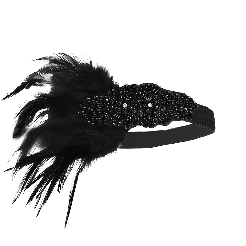Image of A 1920s Retro Style Sequin Feather Headband Prom Party Dress Additions Vintage Style Dinner Christmas Theme Party Bestie Afternoon Tea Party Must-have Hair Additions