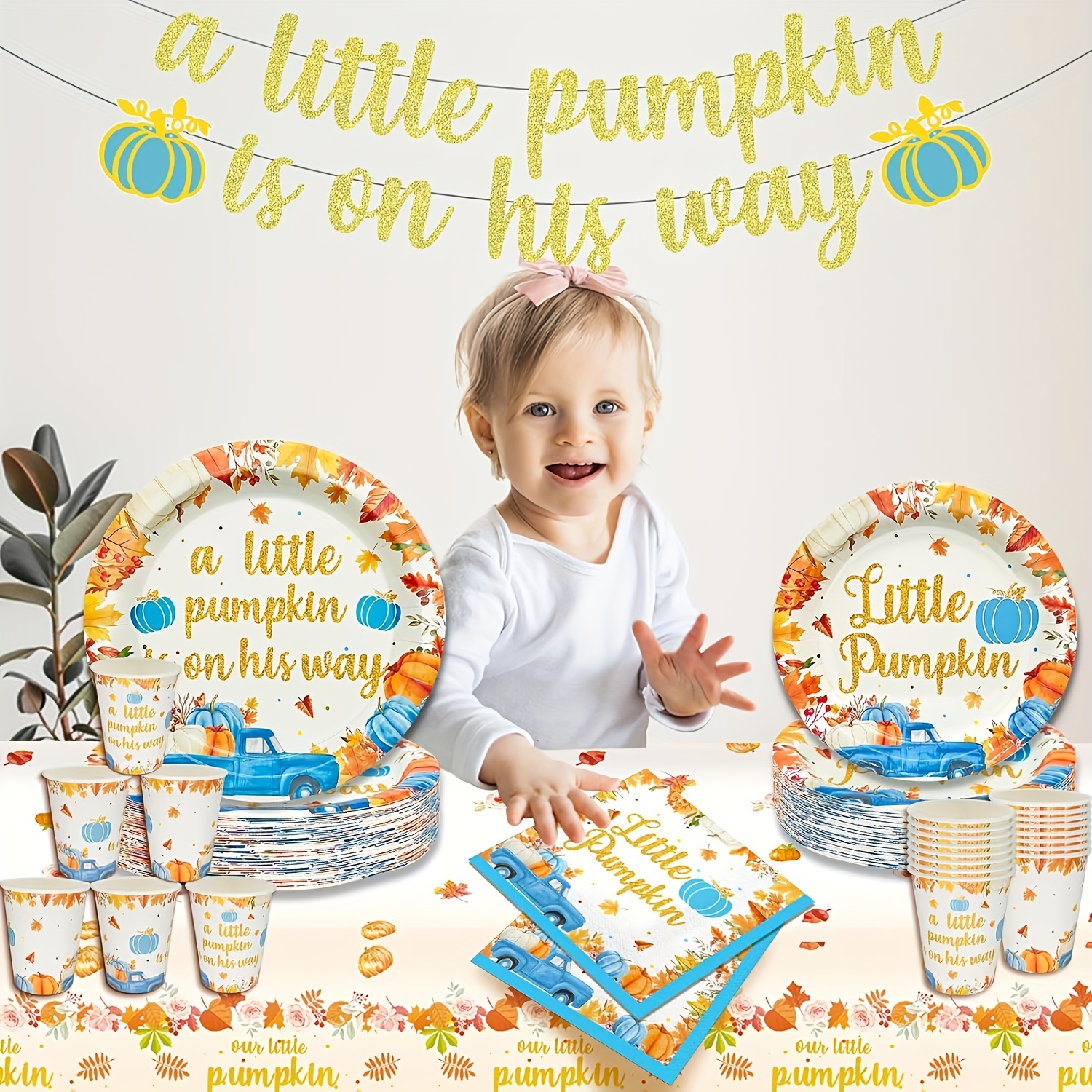 

170pcs A Little Pumpkin Is On His Way Baby Shower Party Decorations Little Pumpkin Baby Shower Decorations Boy A Little Pumpkin Is On The Way Baby Shower Boy Blue Pumpkin Baby Shower Decorations
