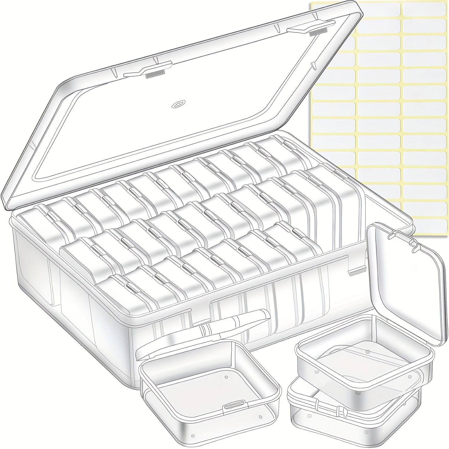 30 60 90pcs clear plastic storage box set transparent portable storage box multifunctional   organizer suitable for hair additions jewelry handmade rice beads hardware additions small items storage case