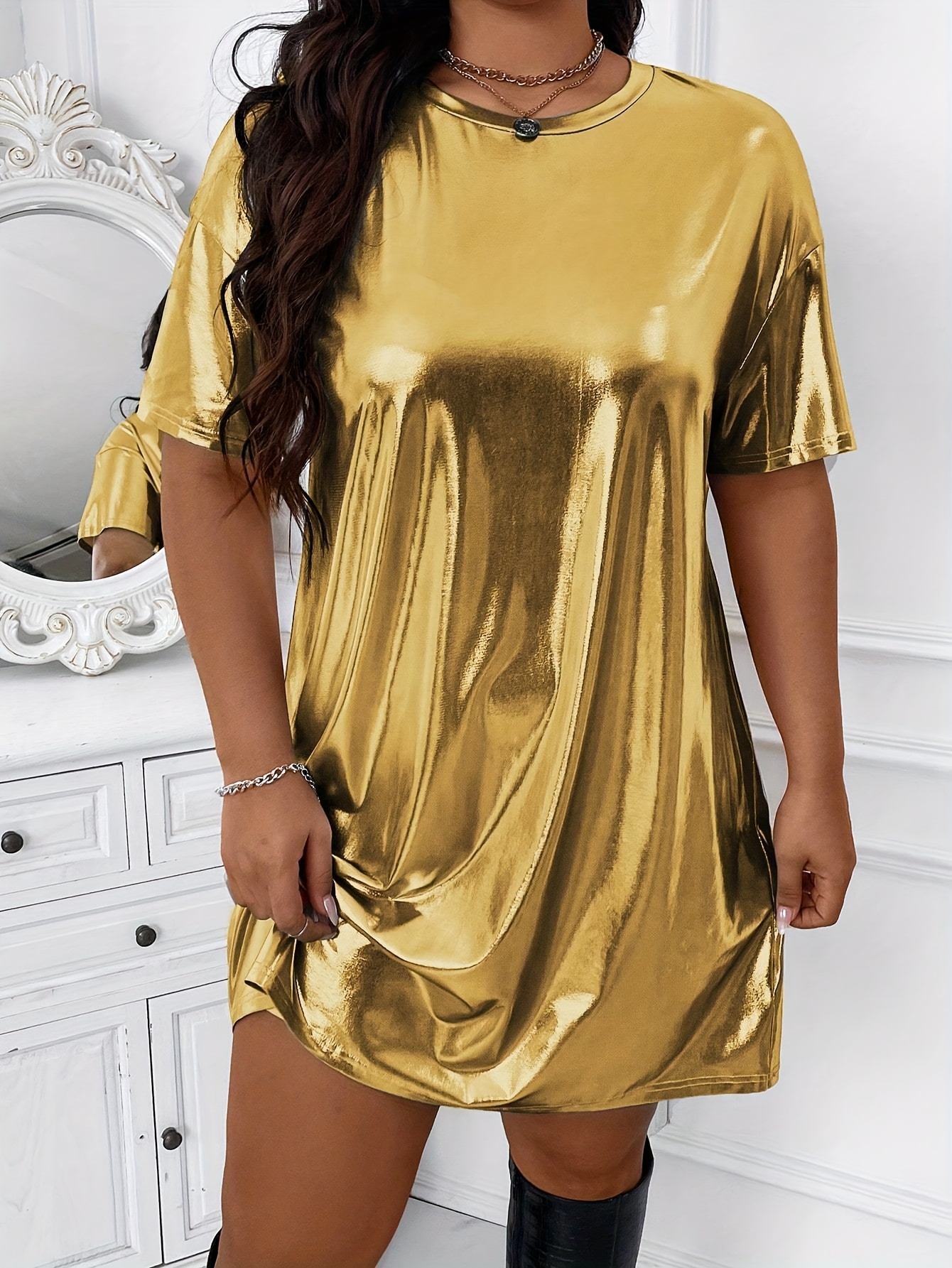 plus size plus size fashion solid shoulder metal - Temu Mauritius