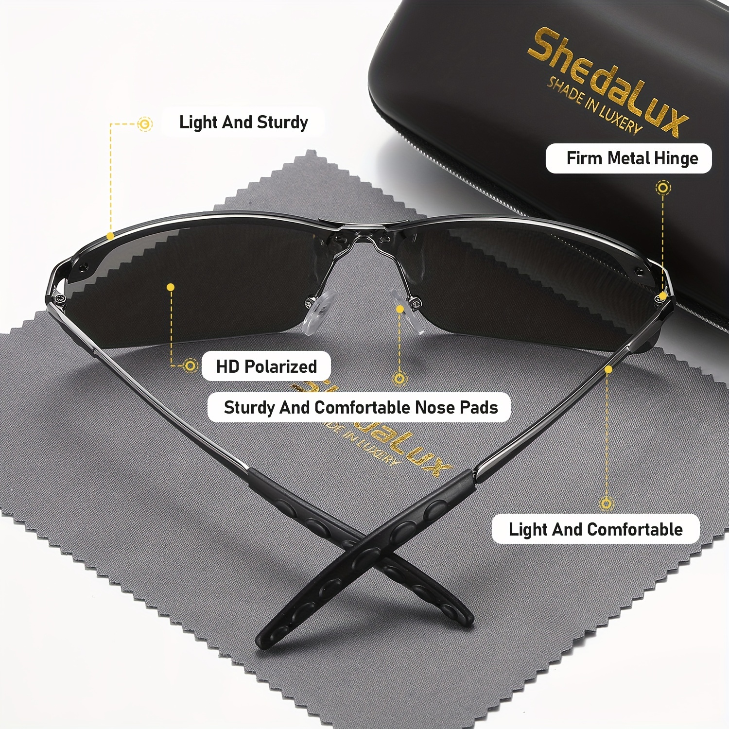 Cool Rimless Metal Frame Polarized Sunglasses For Men Women