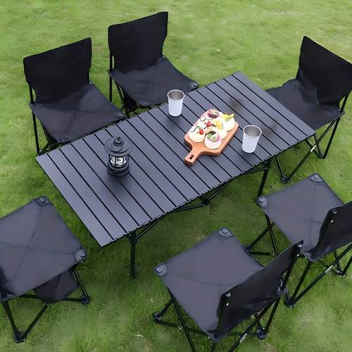 folding camping table adjustable height portable iron folding picnic backpack table for picnics camping barbecues parties backyards and with large storage and carry bag