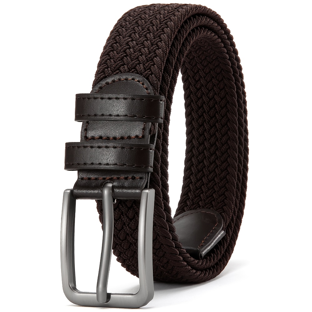 Men's Casual Stretch Golf Belt, Adjustable Woven Fabric Design
