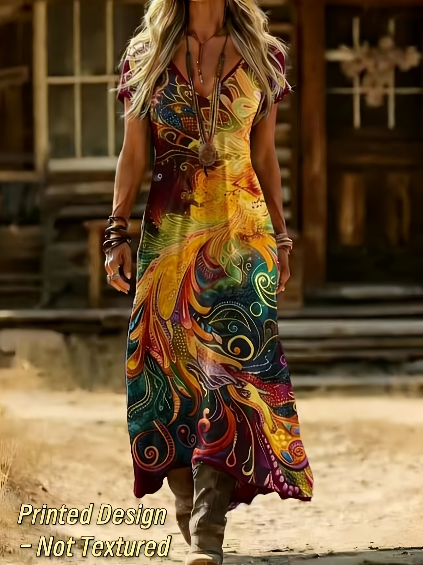 boho vintage dress sold on Temu United States