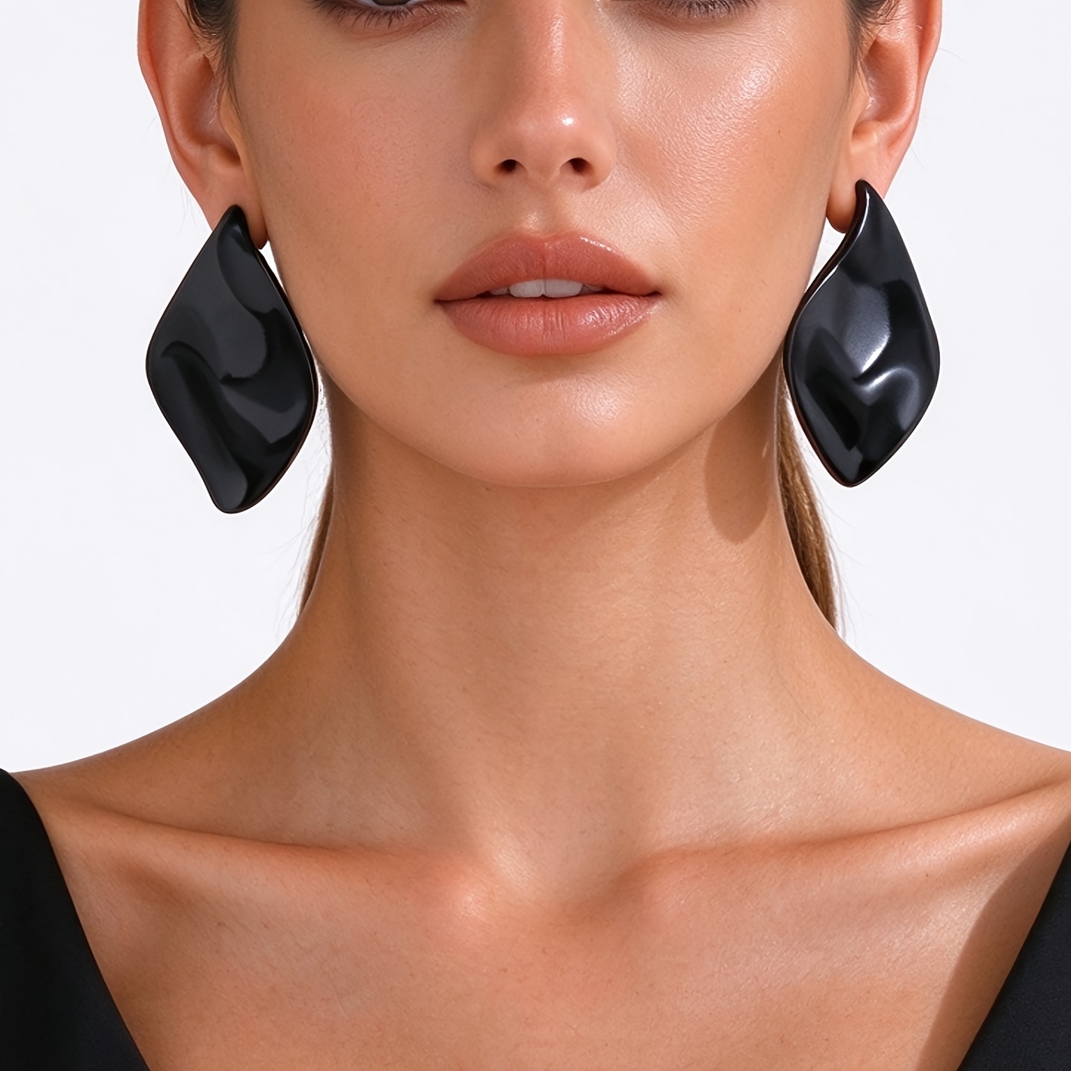 Women's Irregular Hammered Metal Statement Earrings, Unique Design