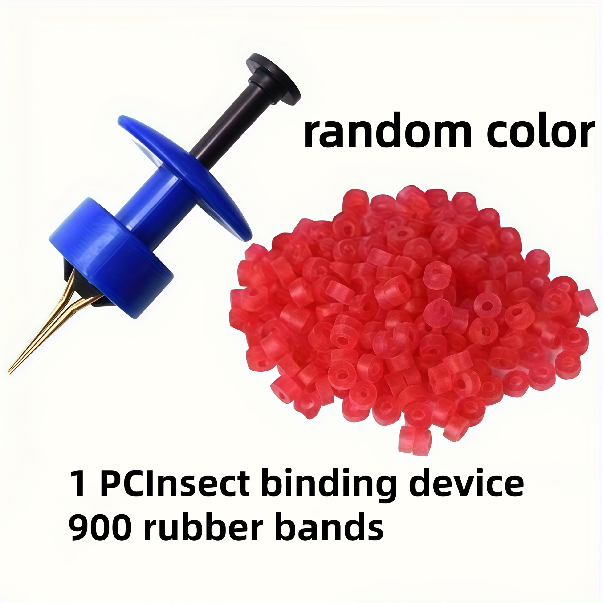 TEMU 400/900pcs Rubber Ring And 1pc Clip Bloodworm Feeding Bait Device Rubber Carp With Puncture Red Worm Binding Device Fishing Tackle Hook Device