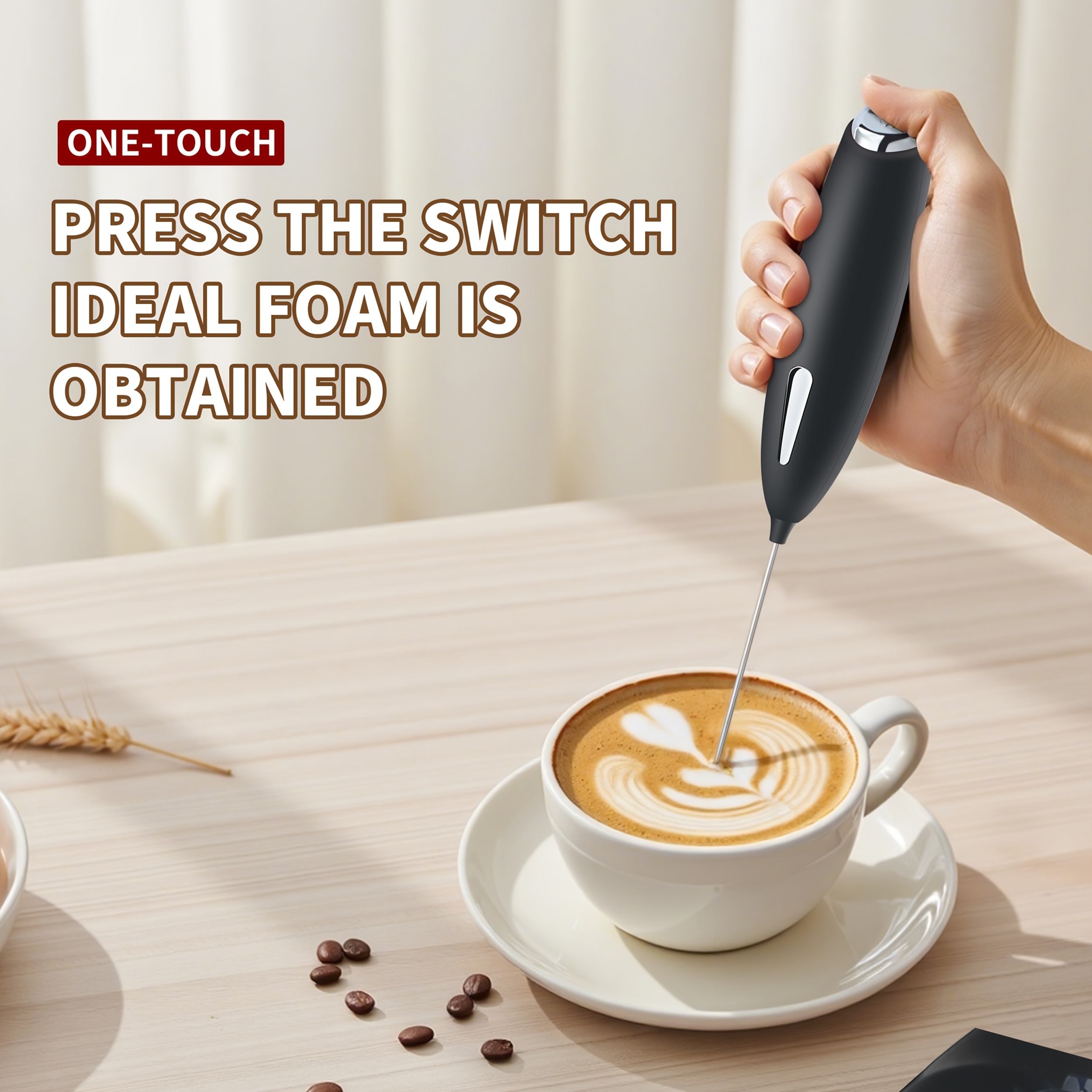Panda Tea Mousseur à Lait Électrique Rechargeable USB - Mini Fouet Portable Pour Cappuccino Latte