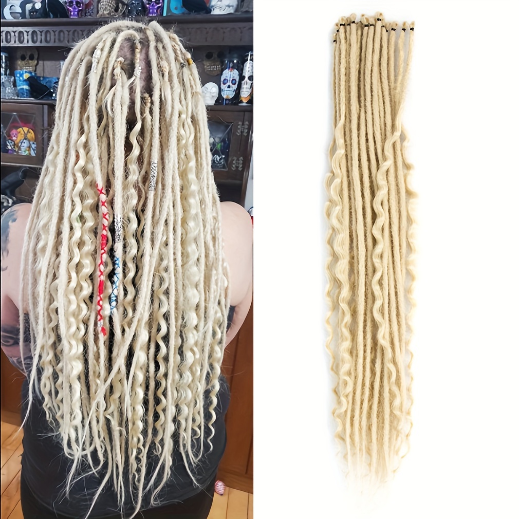 

Thin 20 Pcs Se Single Ended Curly Straight Dreads Mixed Set Synthetic Hair Extension Wavy Dreadlock Extensions Curly Straight Ends For Women