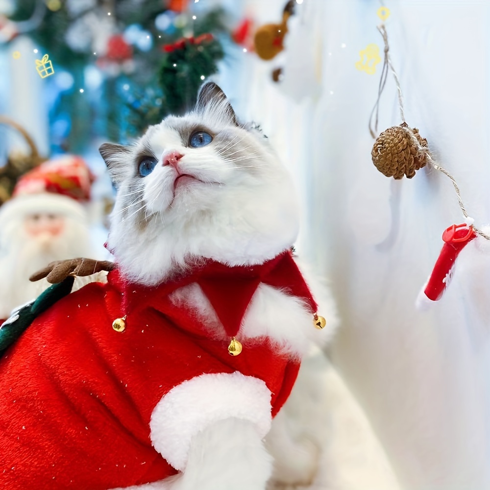 

1pc Christmas Pet Scarf For Cats And Dogs, Handmade Warm Fleece Lined Faux Fur, Red With White Trim, , Knit Fabric, Polyester, Hand Wash Only, For Small To Large Breeds