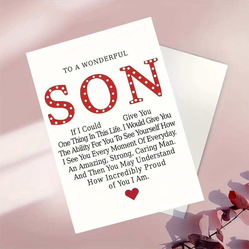 

1pc Son Greeting Card - "to A Wonderful Son" Message, Birthdays & , Supportive Card With , Greeting|polka Dot Pattern|emotional