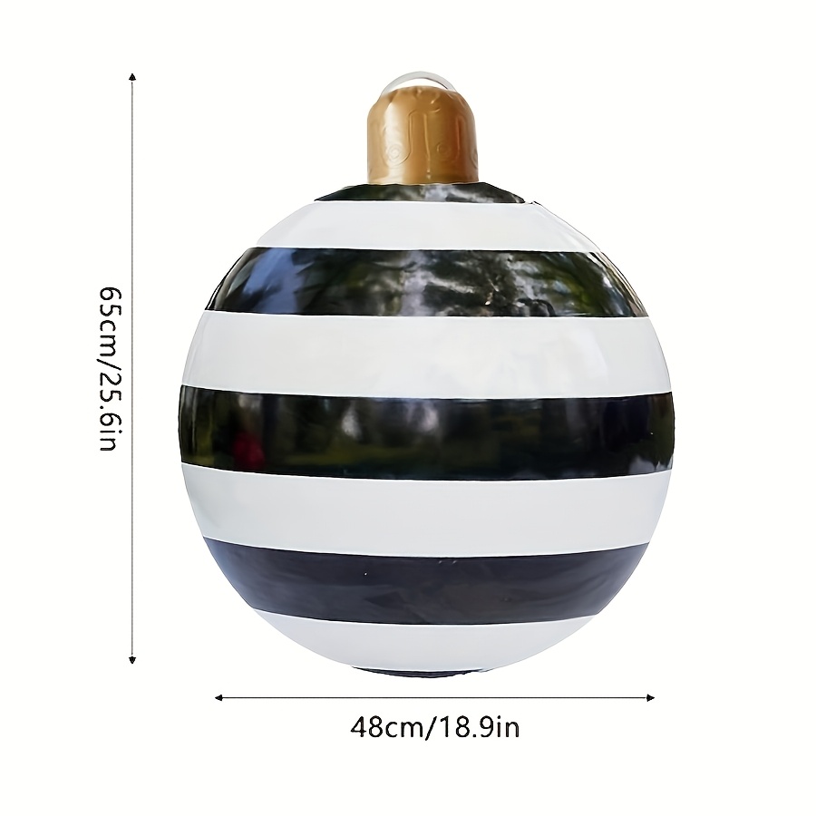 TEMU 1pc Black And White Striped Inflatable Pvc Christmas Ball Festive Atmosphere Decoration Christmas Supplies Outdoor Party Christmas Atmosphere