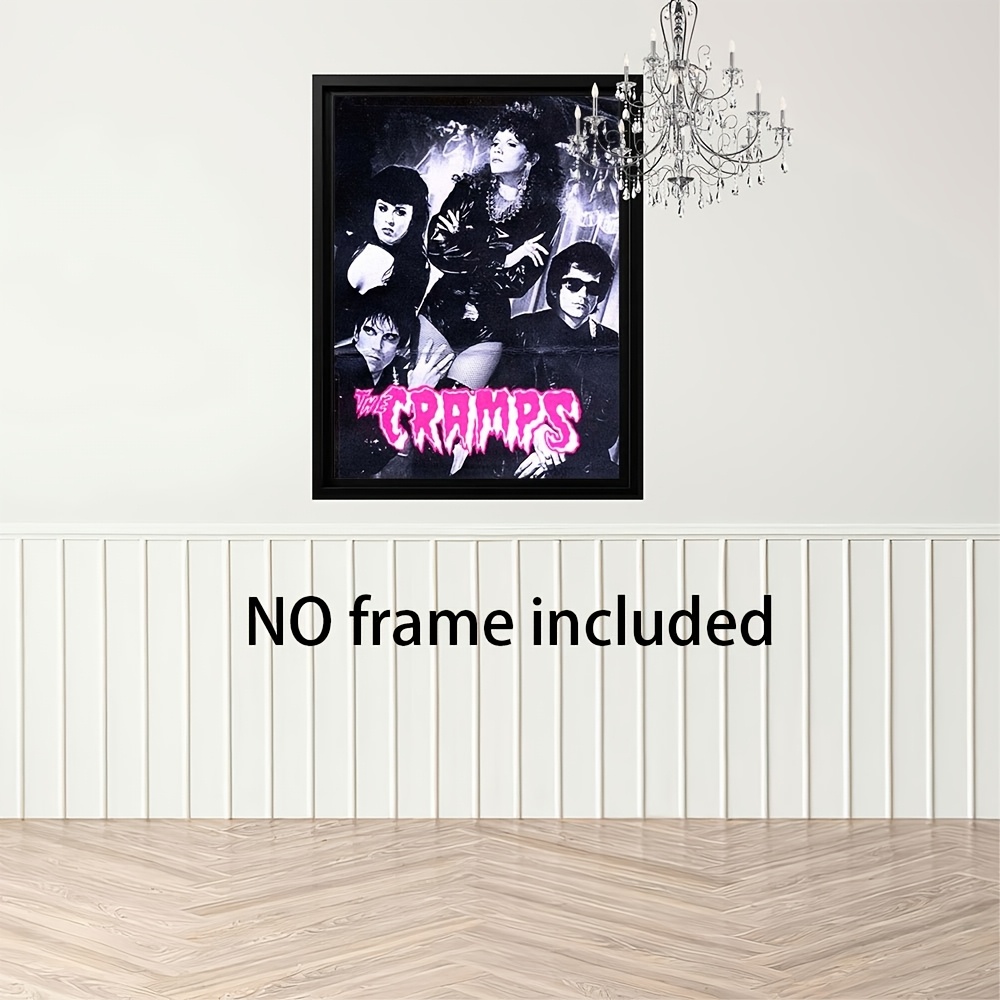 

Print Painting The Cramps Band Punk Grunge Black White Canvas Wall Art, Cloth Material, , Decor Poster For Living Room Bedroom, For Christmas Festival Gift