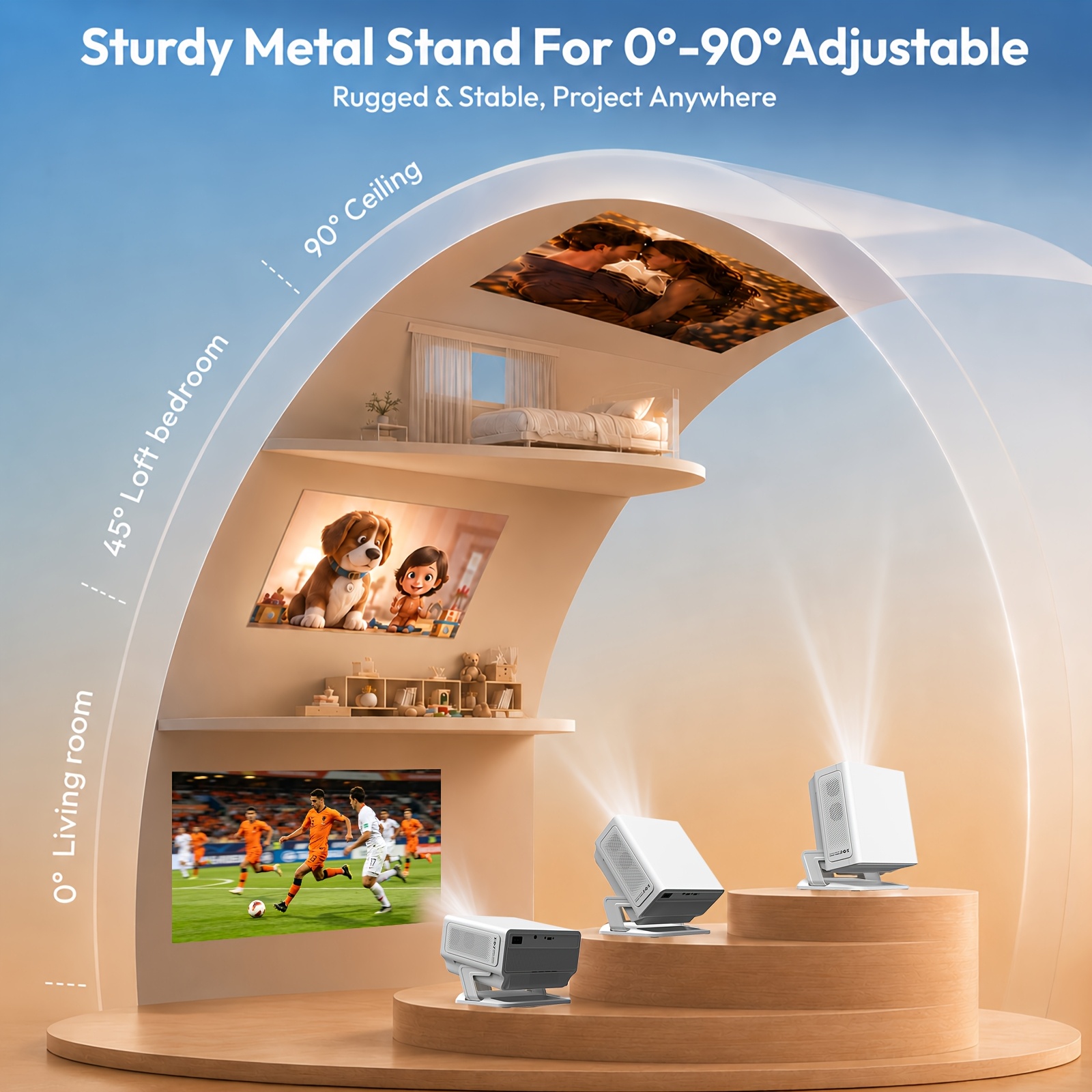 Image of Xgody Local 1080p Projector, 4k , 1400 Ansi Home Theater Projector With Whale Os, Wifi 6, Wireless & Usb Screen Mirroring, Windows Pc , 40"-150" Display, 1000:1 Contrast For Soccer