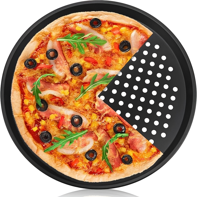 Image of 1 Of 3 Carbon Steel Pizza Pans In Different Sizes, Sturdy And Durable Baking Pans - , 29 Cm, And 32 Cm In 3 Sizes