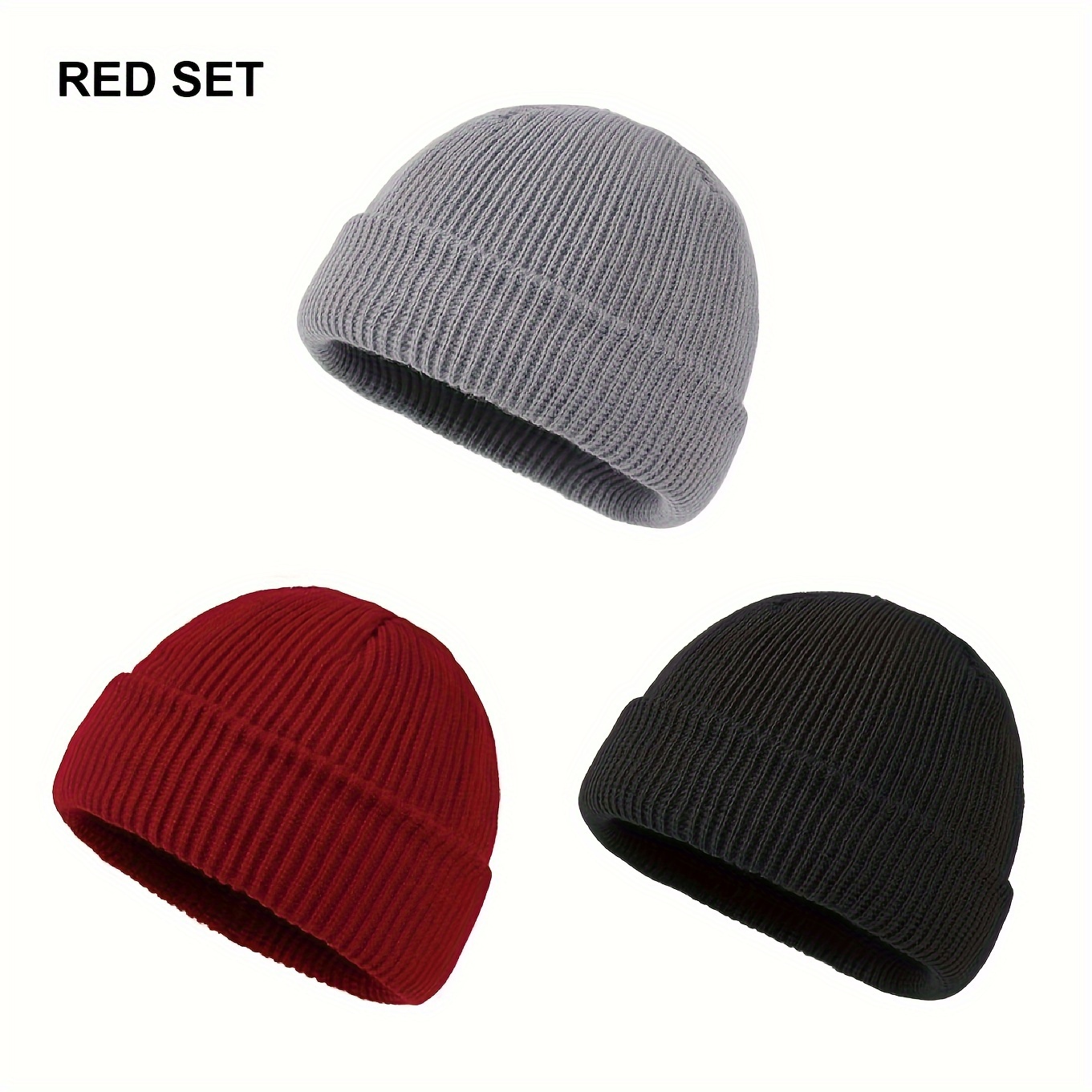 TEMU 3-piece Packs Knit Cuffed Beanie   For Men - , Casual And Cozy