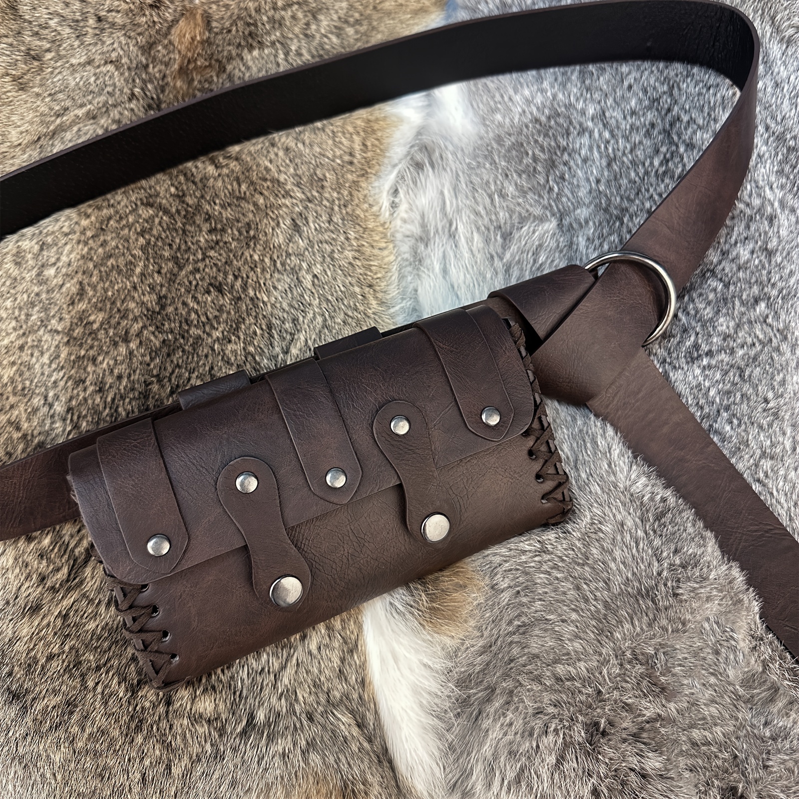 1pc vintage faux leather belt bag o ring belt - Temu New Zealand display picture 1