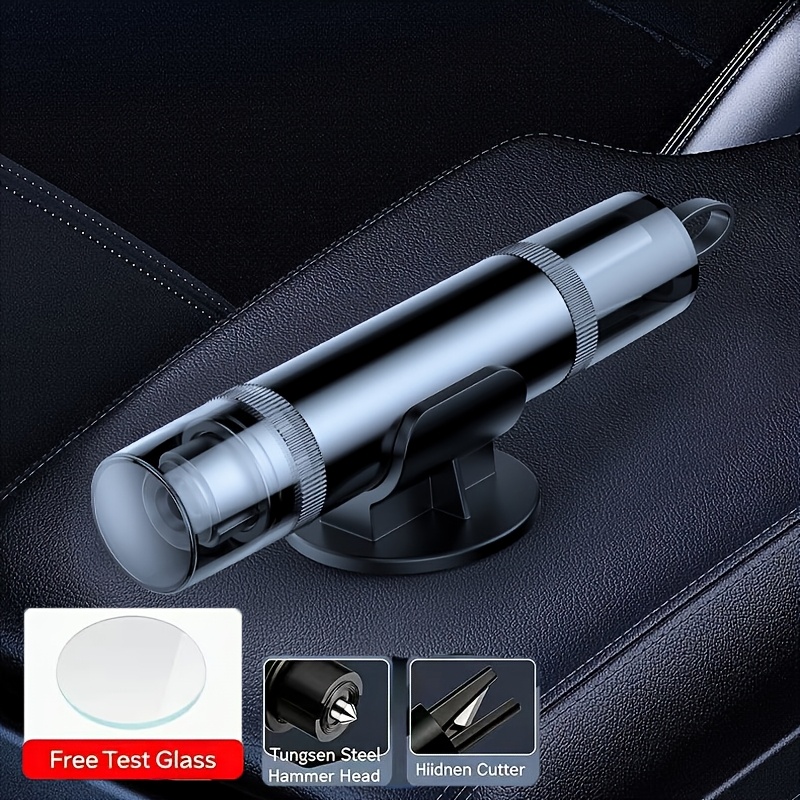 Image of Car Emergency Safety Hammer, 2-in-1 Window Breaker And Seat Belt Cutter, Internal Carbide Automatic Escape Tool With Mounting Base, Breaking Tool, Universal For All Cars