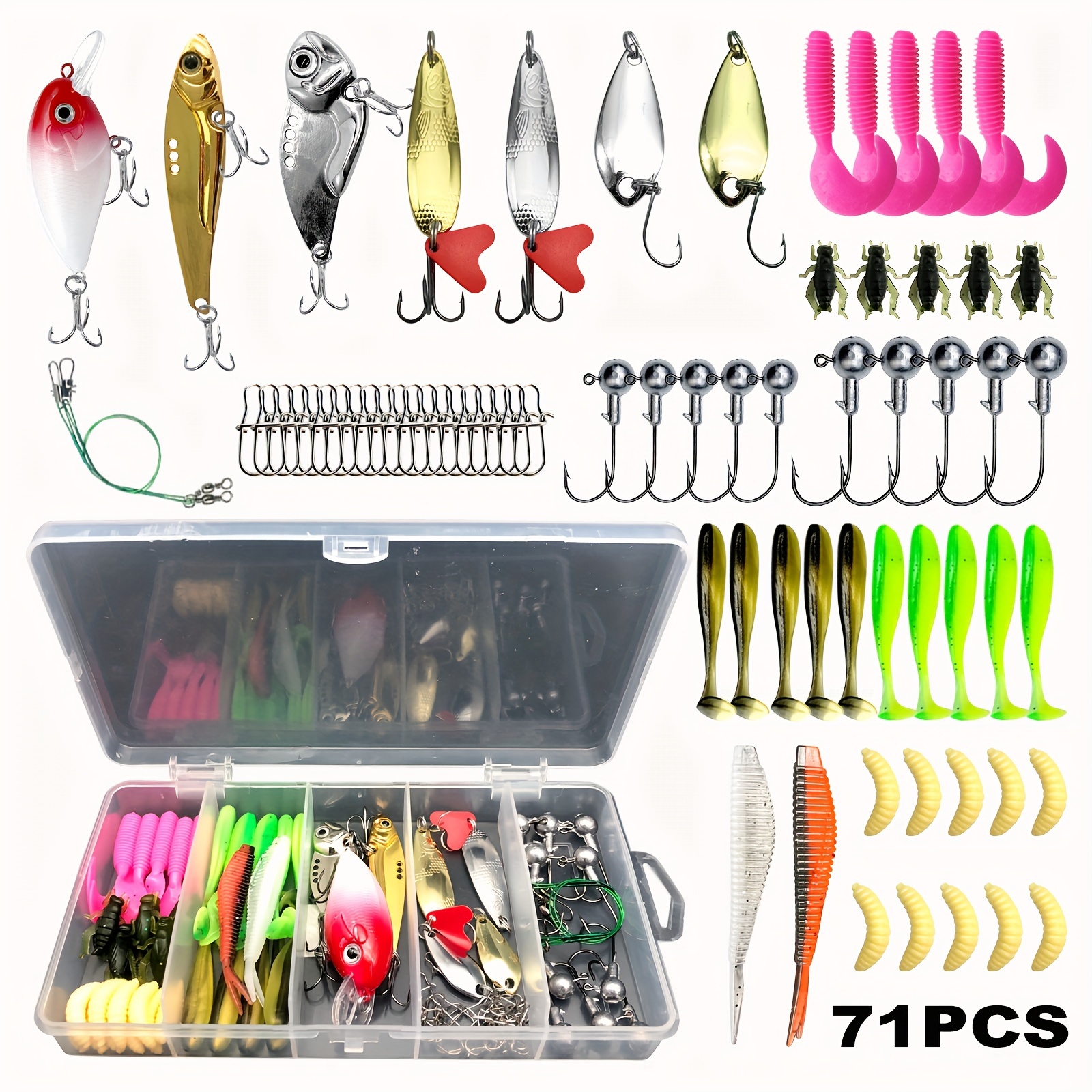 Fishing Hooks Set With Plastic Box Quality Kit Fishing Gear Set 100pcs 