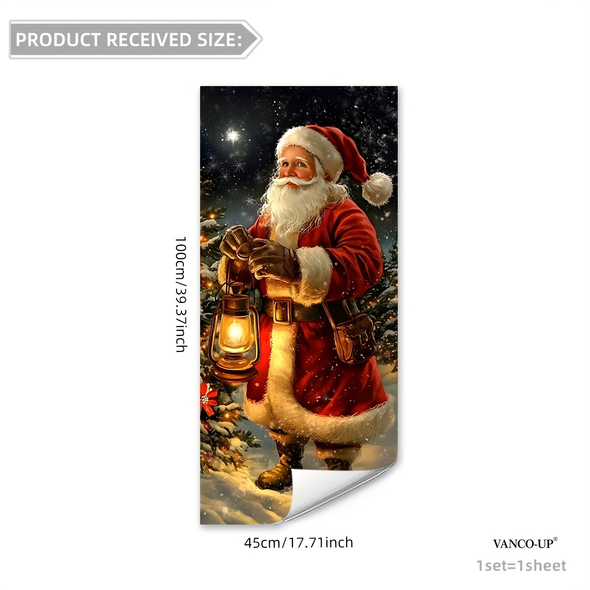 TEMU A Large Static Cling Decoration For Christmas (45*100cm) Featuring A 2d Santa Claus With 'merry Christmas' To Windows During The (dj6093-zy)
