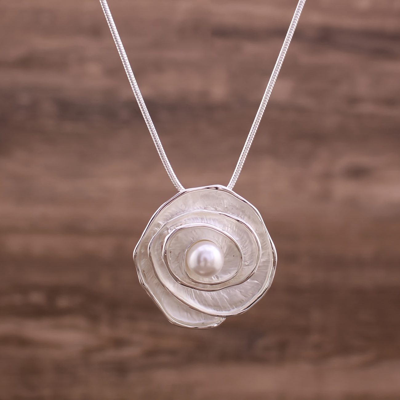 TEMU 1pc Of Fashionable Bohemian Color Painted Oil Pearl Inlaid Rose Pendant, High-end Women's Rose Necklace