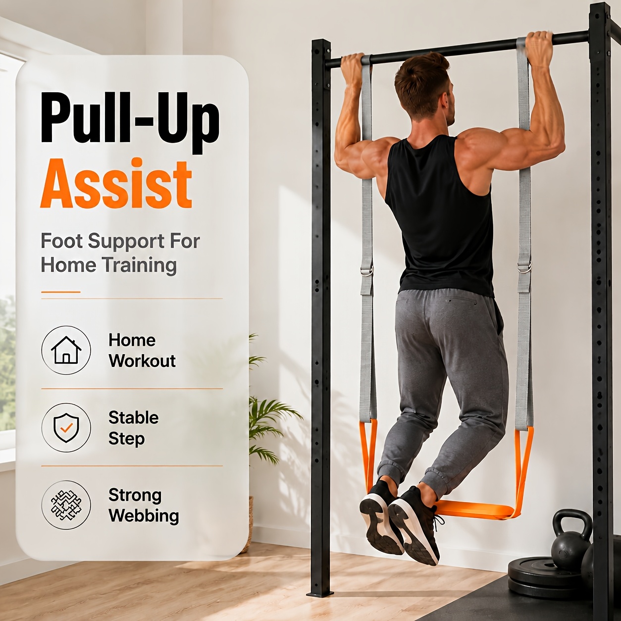 ABAHUB 1pc Home Pull Up Assist Elastic Band, Adjustable Fitness Trainer for Beginners, Men & Women Indoor Chin-Up Bar Ac