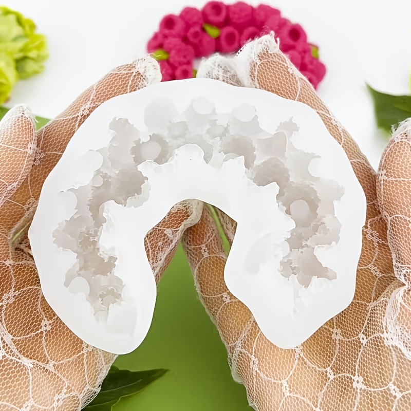 Silicone Mold Crescent Wreath Of Raspberries For Cake Decoration And Fondant Crafting