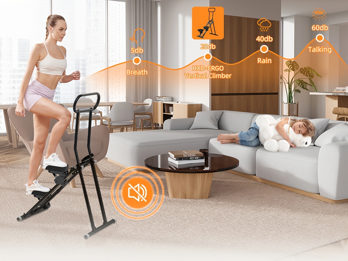 Stair Stepper Folding Vertical Cardio Exercise Climber Stair-Master For Exercise At Home Full Body Workout Machine With Handlebar 300LBS Load With Adjustable Step Range Handlebar & Pedals, Without Battery