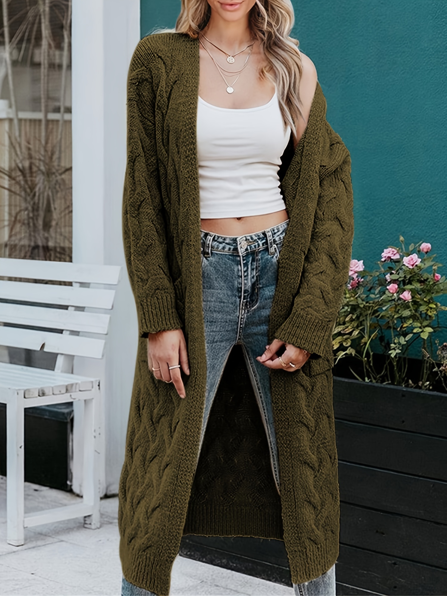 Casual Long Sleeve Cardigans Women's Long Sleeve Open Front