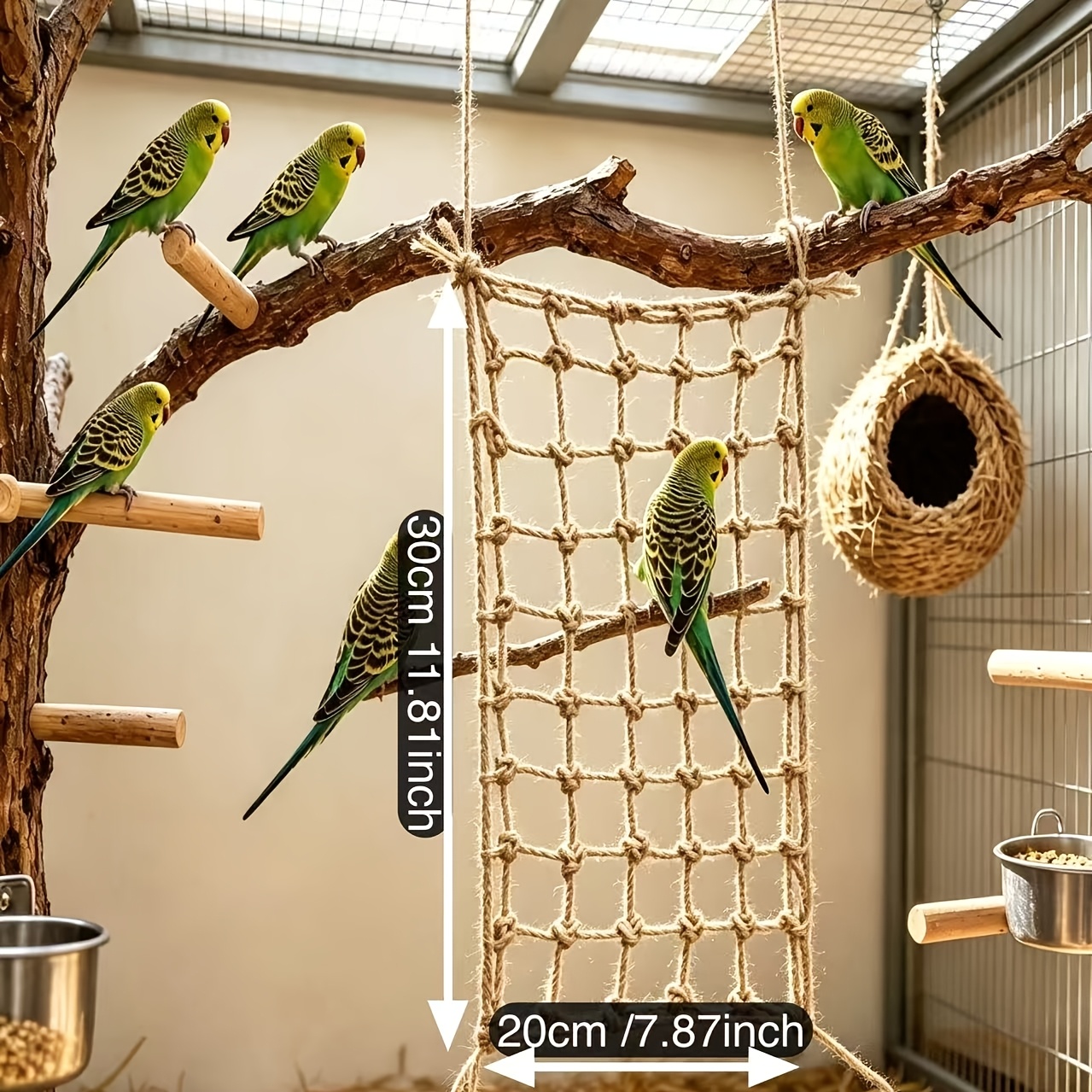 TEMU 2 Bird Climbing Nets, Bird Climbing Ladders, Hemp Rope Mesh, Bite Resistant