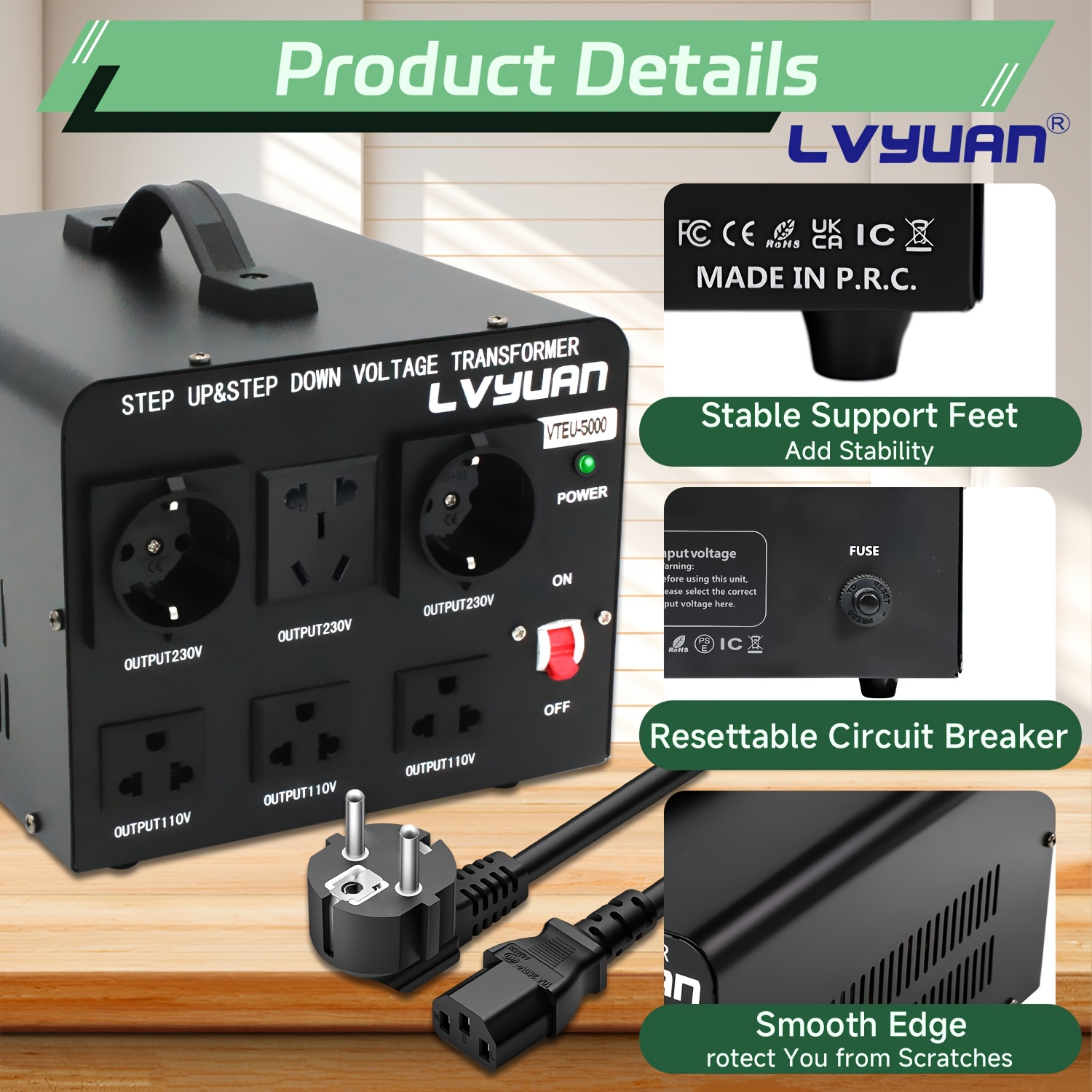 Image of Lvyuan Step-up/ Unit, 5000w () Voltage Converter, 110v And 220v Voltage Conversion, With European-standard Sockets, Universal Sockets And A Circuit Breaker (requires Connection To The Mains For Use)