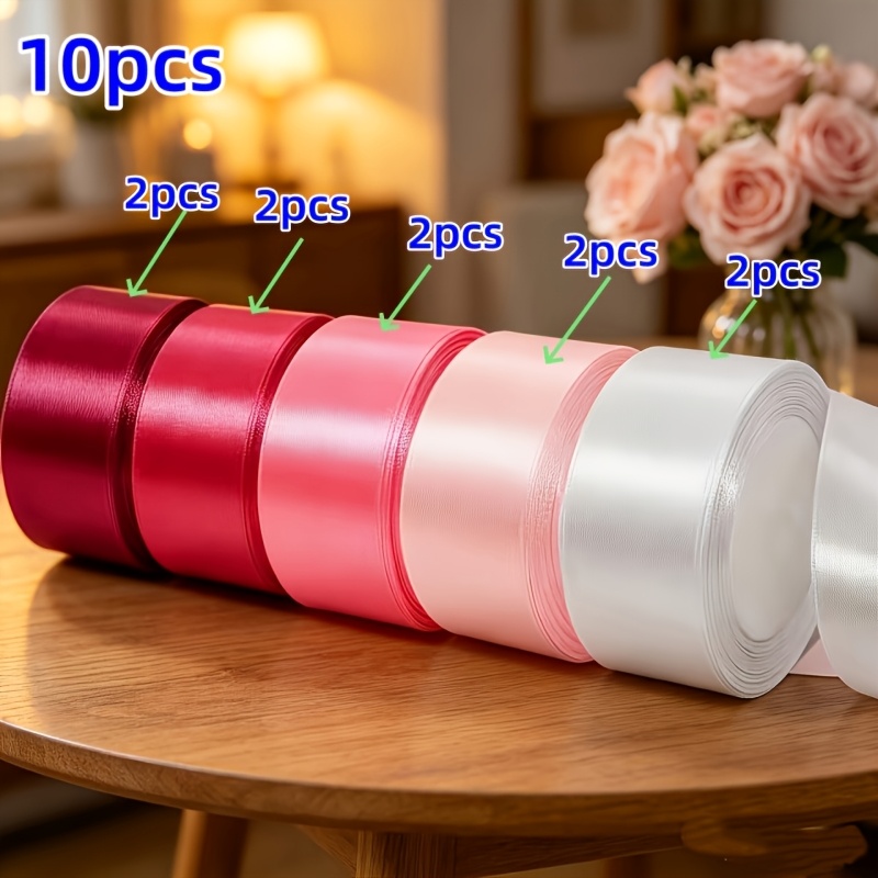 TEMU Set di 10 nastri, larghezza 4 cm, lunghezza 200 cm, assortimento di , nastro in tessuto a . per artigianato fai da te, confezioni regalo,